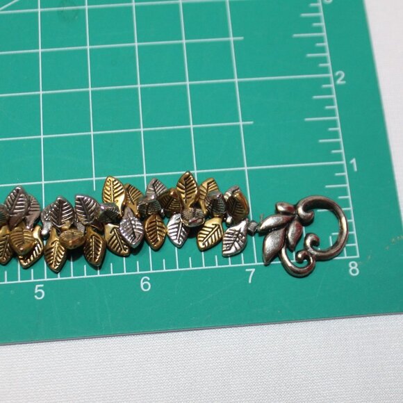 Golden and Silver Leaf Bracelet w/Beautiful Clasp - Picture 5 of 8